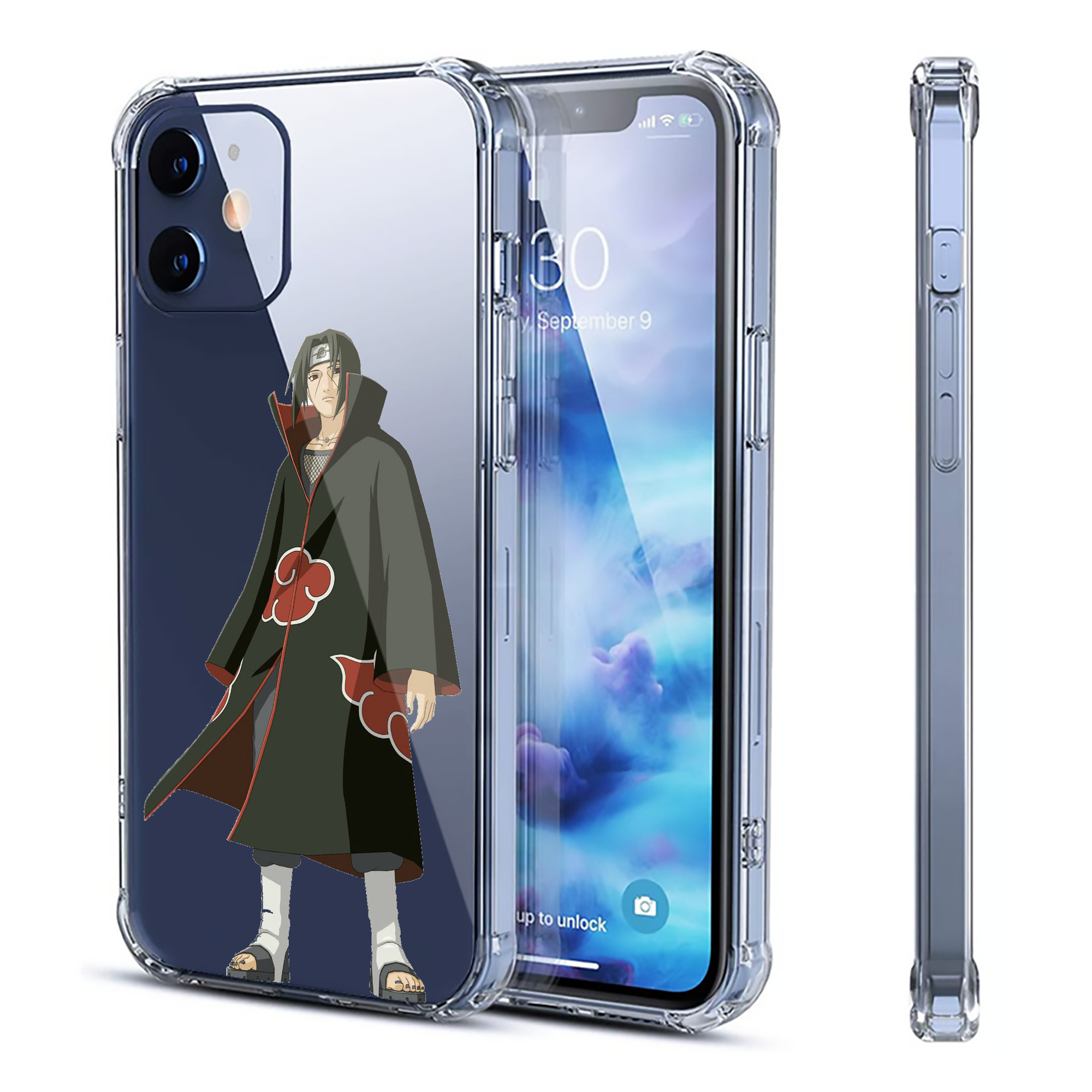 （画像用） NARUTO -ナルト- うちは イタチ Uchiha Itachi 【iPhone 12シリーズ対応】透明スマホケース（クリアソフトケース）